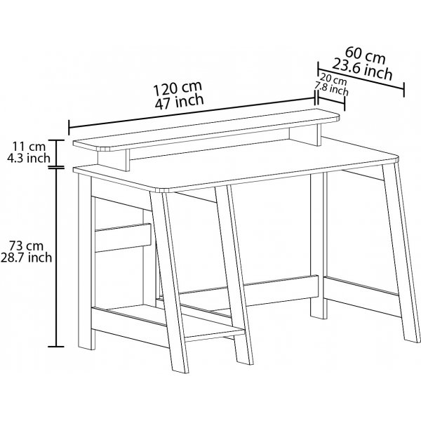 Country skrivbord 120 x 60 cm - Vit/ek Country skrivbord 120 x 60 cm - Vit/ek