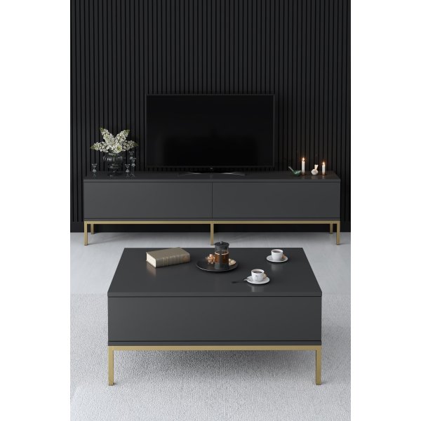 Lord soffbord 90 x 60 cm - Antracit/guld Lord soffbord 90 x 60 cm - Antracit/guld
