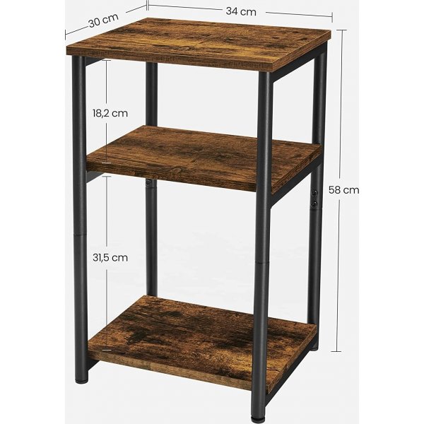 Evy bijzettafel 34 x 30 cm - Bruin/zwart