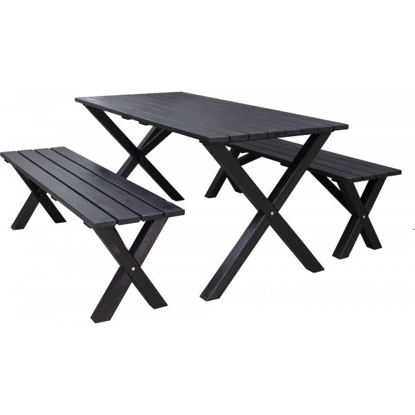 Table de groupe d'extrieur Scottsdale 150 cm avec 2 bancs - Noir