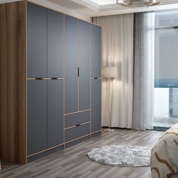 Armoire Elina 232 x 52 x 208 cm - Anthracite/marron Armoire Elina 232 x 52 x 208 cm - Anthracite/marron