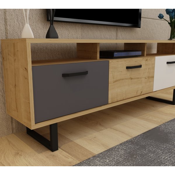Lea TV-bnk - Vit/antracit/ek