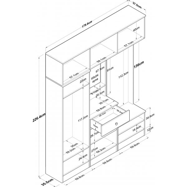 Mendy hallmbel - Vit/valnt