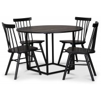 Sintorp matgrupp, runt matbord Ø115 cm inkl 4 st Orust pinnstolar - Svart marmor (Laminat) Sintorp matgrupp, runt matbord Ø115 cm inkl 4 st Orust pinnstolar - Svart marmor (Laminat)