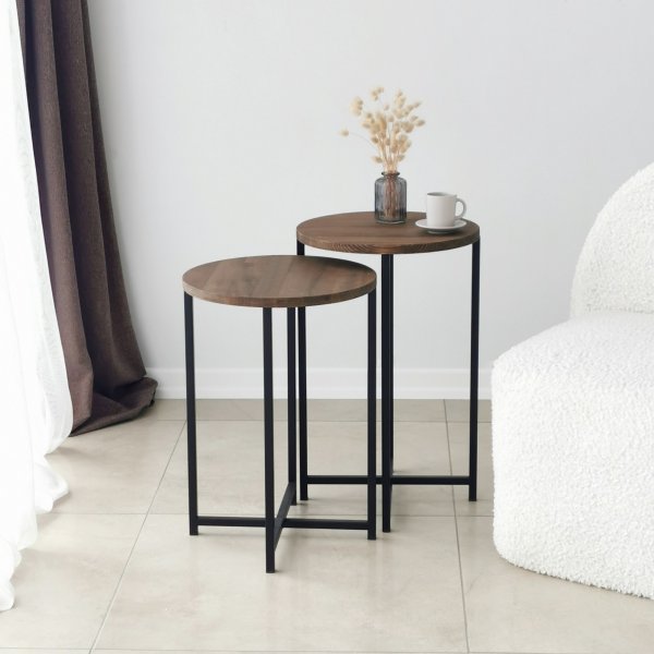 Table basse Neta Ø35/35 cm - Noyer Table basse Neta Ø35/35 cm - Noyer