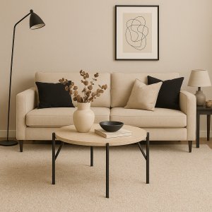 Soffbord beige stenskiva 85 cm Soffbord beige stenskiva 85 cm