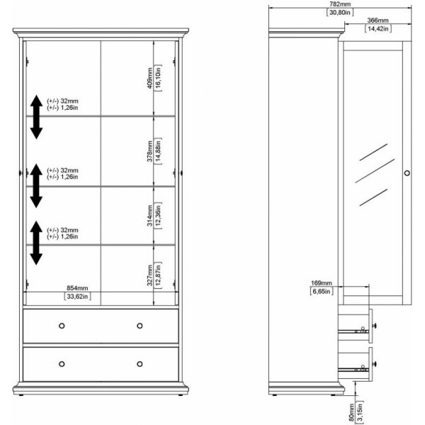 Paris vitrinekast - Wit