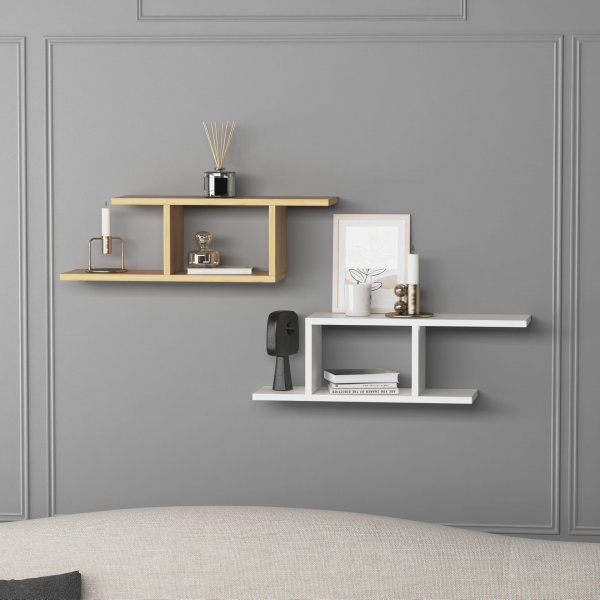 Deren vägghylla - Vit/ek Deren vägghylla - Vit/ek