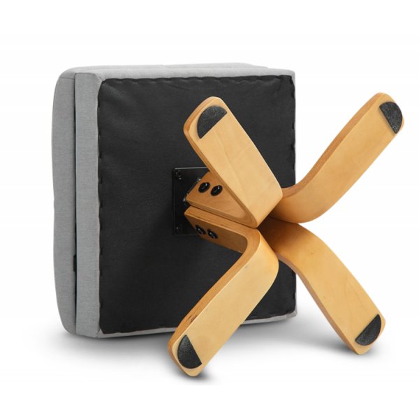 Fauteuil réglable Duva avec repose-pieds et rangement - Tissu gris et pieds en bois Fauteuil réglable Duva avec repose-pieds et rangement - Tissu gris et pieds en bois