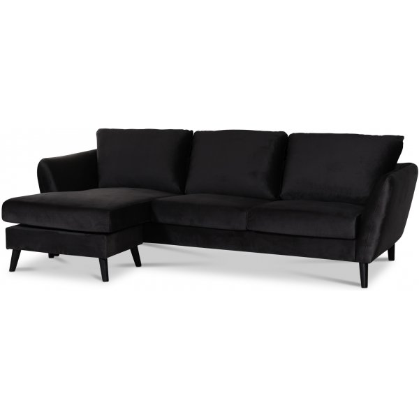 Country Divansoffa i antracitgr sammet vnster stlld