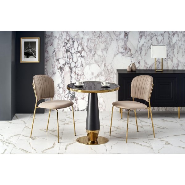Molina eettafel 59 cm - Zwart marmer/zwart/goud