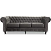 Ashford 3-sits chesterfield - Mörkgrå sammet Ashford 3-sits chesterfield - Mörkgrå sammet