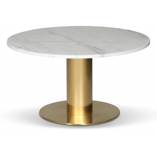 Volgende ronde salontafel in marmer - Geborsteld messing