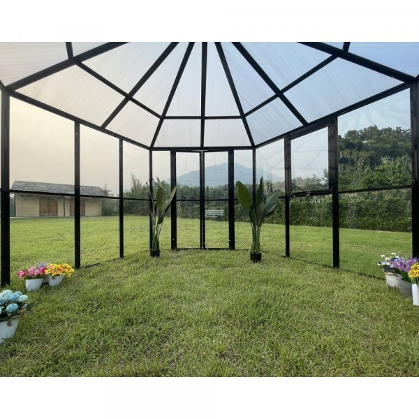 V�xthus Miranda med h�rdat glas - Svart 9,0 m� +