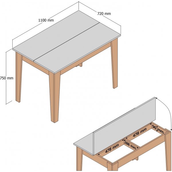 Table à manger Kyiv 110 x 72 cm - Marbre blanc/noyer Table à manger Kyiv 110 x 72 cm - Marbre blanc/noyer