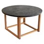 Accent soffbord rund 85 - Svart Granit / Oljad ek