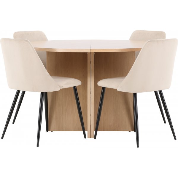 Matbord Strada med 4 st Night stolar - Beige/svart/whitewash