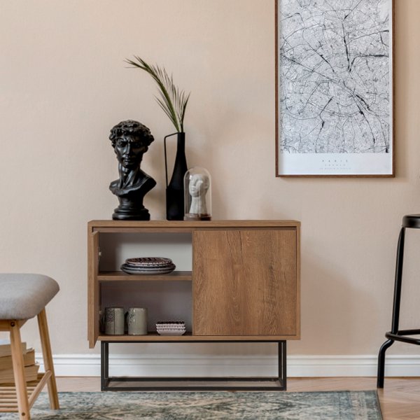 Walnoten dressoir 90 cm breed + Meubelpoten