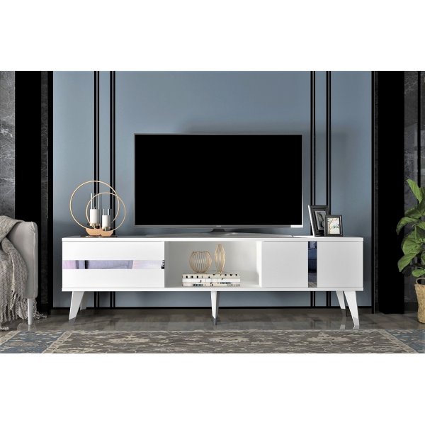 Banc multimédia Vania - Blanc/argent Banc multimédia Vania - Blanc/argent