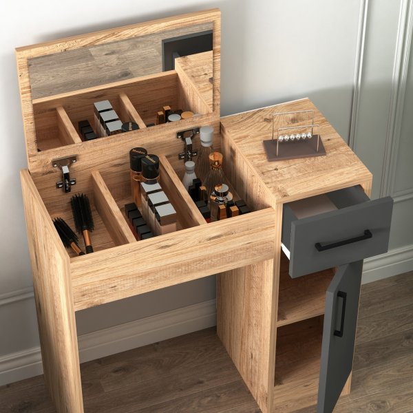 Inci kaptafel 77 x 37,3 cm - Grenen/antraciet Inci kaptafel 77 x 37,3 cm - Grenen/antraciet