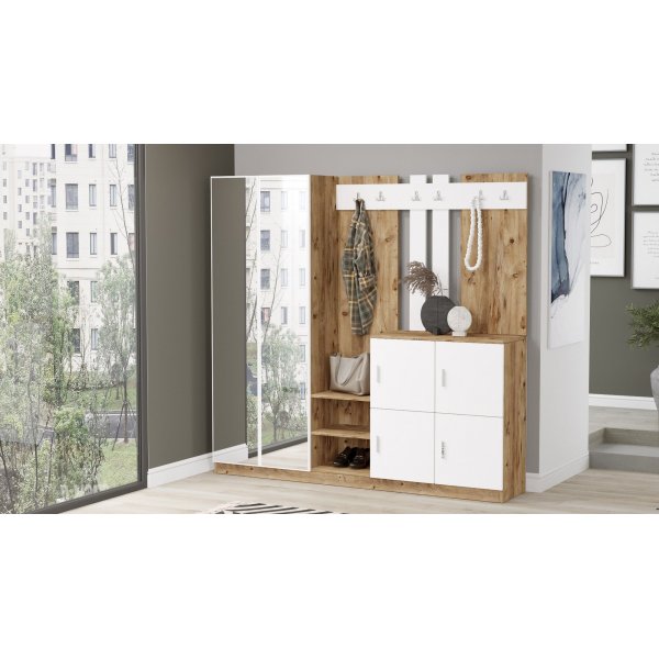 Meuble d\\\'entrée Gibson - Pin/blanc Meuble d\\\'entrée Gibson - Pin/blanc