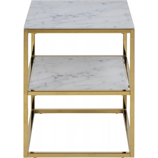 Alisma s�ngbord - Vit marmor/guld