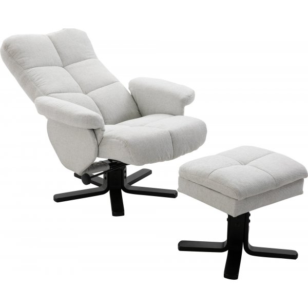 Duva reclinerfåtölj med fotpall - Grå tyg + Fläckborttagare för möbler Duva reclinerfåtölj med fotpall - Grå tyg + Fläckborttagare för möbler