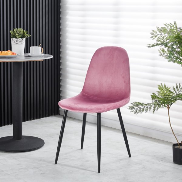 Groupe de repas Seat, table à manger avec 4 chaises en velours Carisma - Noir/Corail Groupe de repas Seat, table à manger avec 4 chaises en velours Carisma - Noir/Corail