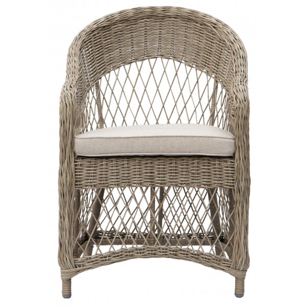 Buitenfauteuil van synthetisch rotan in natuurlijke kleur Buitenfauteuil van synthetisch rotan in natuurlijke kleur