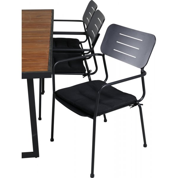 Khung utematgrupp med 6 st Nicke stolar - Svart/Natur Khung utematgrupp med 6 st Nicke stolar - Svart/Natur