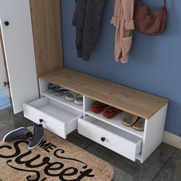 Mendy hallinredning - Vit/valnöt Mendy hallinredning - Vit/valnöt