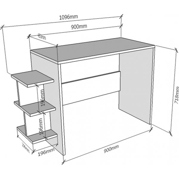 Sky skrivbord 109,6x45 cm - Antracit