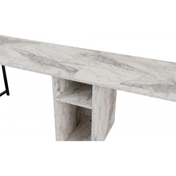 Twin skrivbord - Vit marmor/svart