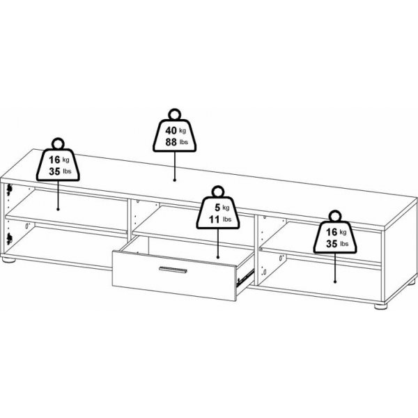 Banc multimédia Media Wide avec tiroirs - Blanc Banc multimédia Media Wide avec tiroirs - Blanc