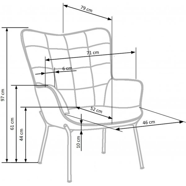 Fauteuil Ingeborg - Bleu/or Fauteuil Ingeborg - Bleu/or