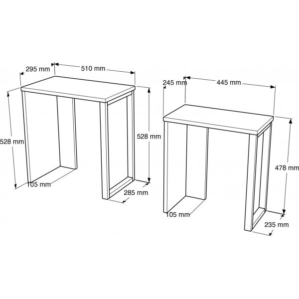 Table Ocan 47,8/52,8 x 24,5/29,5 cm - Blanc