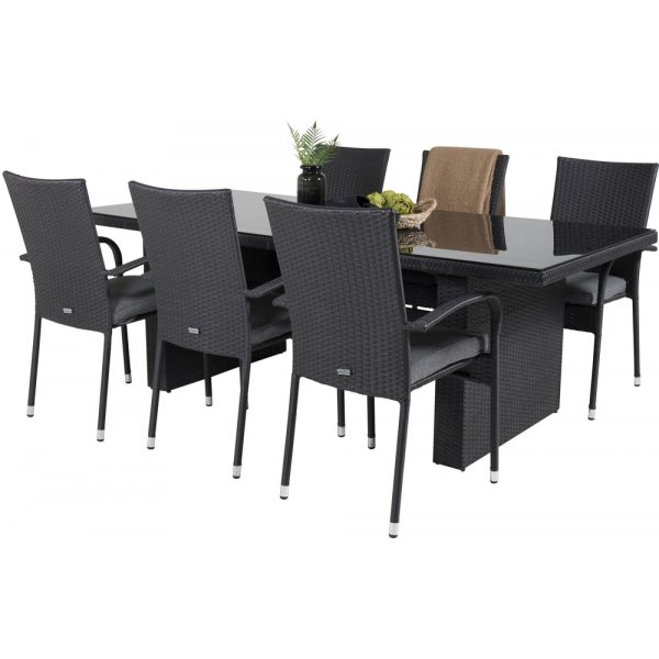 Padova utematgrupp med 6 st Anna stolar - Svart