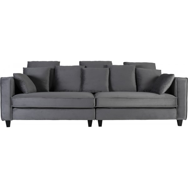 Soffa 250 cm bred mrkgr sammet 114 cm djup