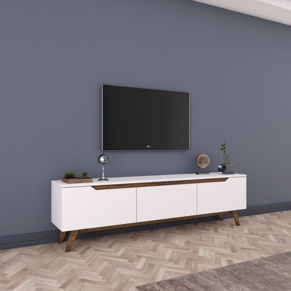 Meuble TV moderne noyer blanc 180 cm
