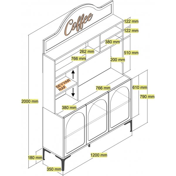 Lyon köksskåp 120 cm - Cream/svart Lyon köksskåp 120 cm - Cream/svart