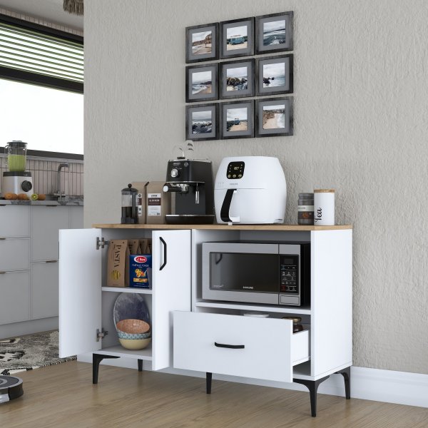 Meuble de cuisine Jericho 161 - Blanc/noyer Meuble de cuisine Jericho 161 - Blanc/noyer