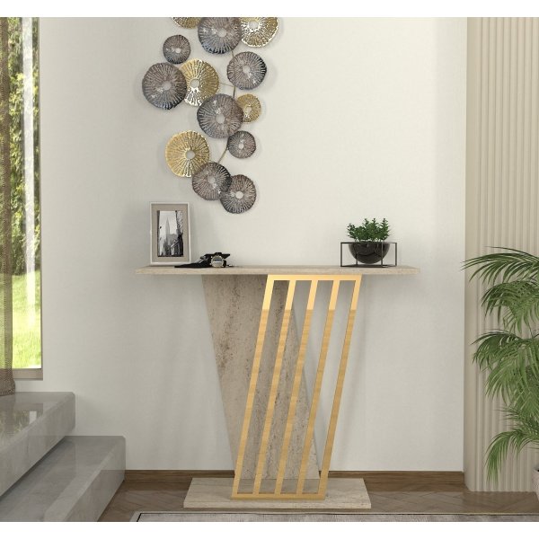 Table en relief par gravité - Or/travertin Table en relief par gravité - Or/travertin