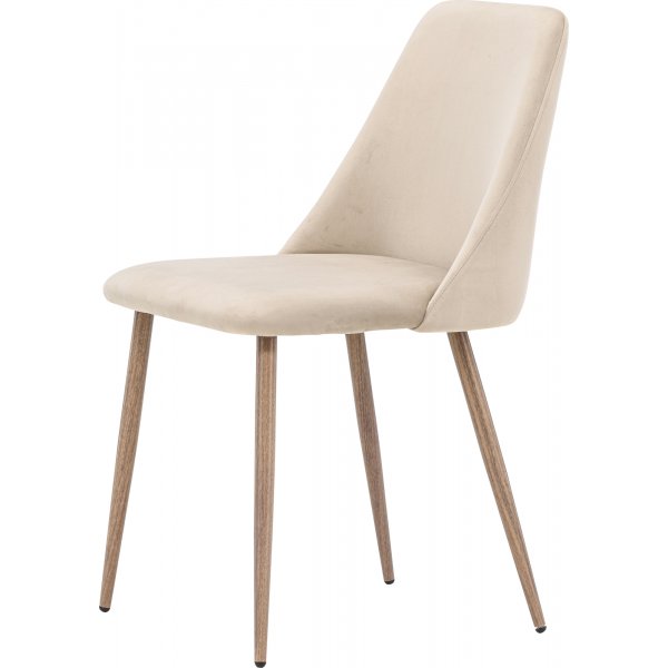 Matstol beige sammet med ekben Matstol beige sammet med ekben