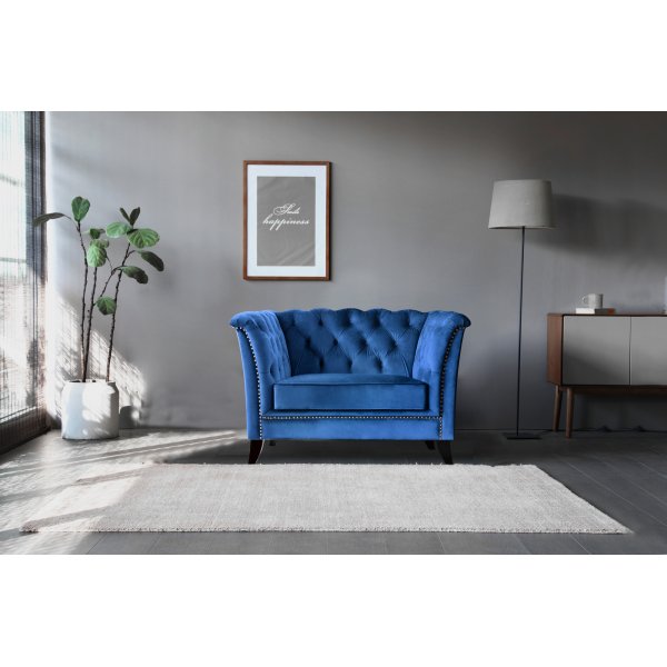 Ftlj bl Chesterfield - Milton + Textilrengring fr mbler