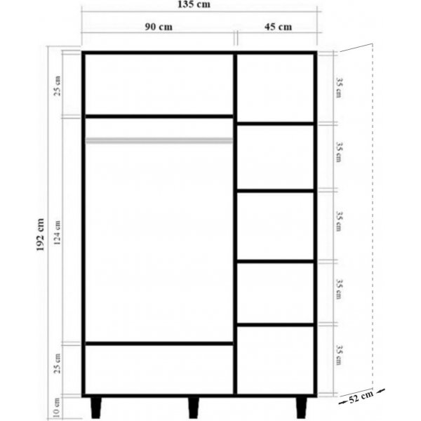 Armoire mode 135 cm - Chêne Sonoma Armoire mode 135 cm - Chêne Sonoma