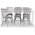 Groupe repas Mellby table 180 cm blanc + 6 chaises cantilever grises