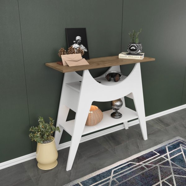 Ese avlastnigsbord 100 x 35 cm - Vit/valnöt Ese avlastnigsbord 100 x 35 cm - Vit/valnöt