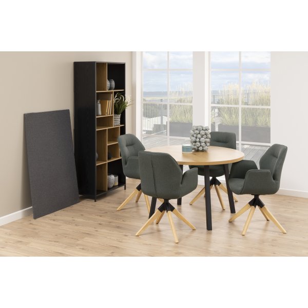 Fauteuil Aura - Gris foncé/chêne Fauteuil Aura - Gris foncé/chêne