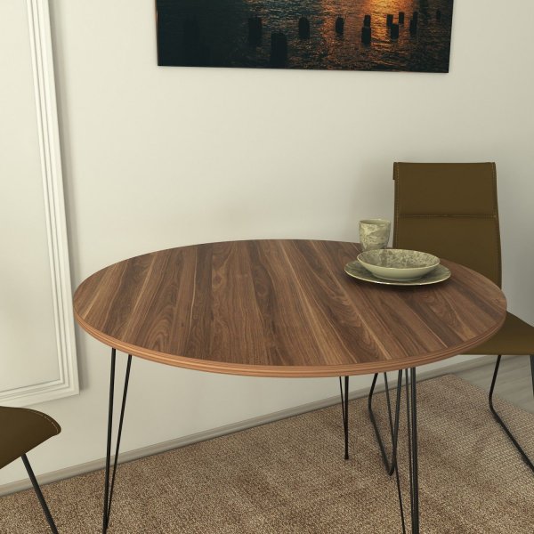 Sandalf eettafel 90 cm - Walnoot + Meubelpoten