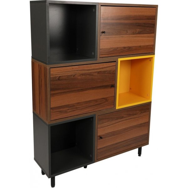 Bengo bokhylla - Valnt/antracit/gul